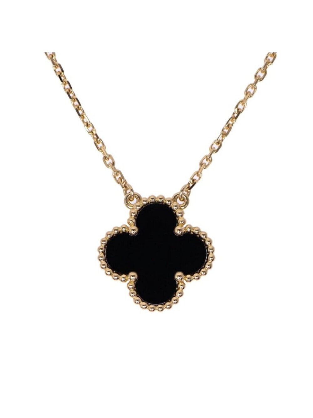 Van Cleef & Arpels Vintage Alhambra Pendant Onyx Necklace
